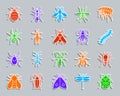 Danger Insect patch sticker icons vector set