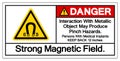 Danger Interaction With Metallic Object May Produce Pinch HazardsStrong Magnetic Field Symbol Sign, Vector Illustration, Isolate