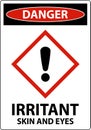 Danger Irritant GHS Sign On White Background