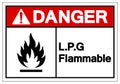 Danger L.P.G Flammable Symbol Sign, Vector Illustration, Isolate On White Background Label .EPS10 Royalty Free Stock Photo