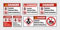 Danger Label Contains Asbestos Fibers,Avoid Creating Dust Royalty Free Stock Photo