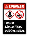 Danger Label Contains Asbestos Fibers,Avoid Creating Dust Royalty Free Stock Photo