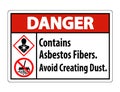 Danger Label Contains Asbestos Fibers,Avoid Creating Dust Royalty Free Stock Photo