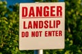 Danger Landslip Do Not Enter sign Royalty Free Stock Photo