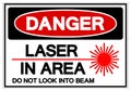 Danger Laser In Area Do Not Look Into Beam Symbol Sign, Vector Illustration, Isolate On White Background Label. EPS10 Royalty Free Stock Photo