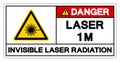 Danger Laser 1M Invisible Laser Radiation Symbol Sign ,Vector Illustration, Isolate On White Background Label. EPS10