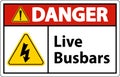 Danger Live Busbars Sign On White Background