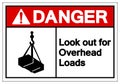 Danger Look Out For Overhead Loads Symbol Sign, Vector Illustration, Isolate On White Background Label. EPS10