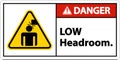Danger Low Headroom Label Sign On White Background Royalty Free Stock Photo