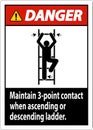 Danger Maintain 3 Point Contact When Ascending Or Descending Ladder