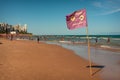 Danger Marine Animals warning sign in Portuguese, Recife beach, Brazil