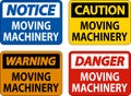 Danger Moving Machinery Sign On White Background
