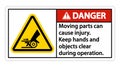 Danger Moving parts can cause injury sign on white background