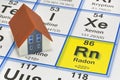 The danger of natural radon gas in our homes - concept with the