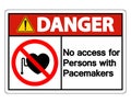 Danger No Access For Persons With Pacemaker Symbol Sign Isolate On White Background,Vector Illustration EPS.10