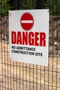 A Danger No Admittance Construction Site sign Royalty Free Stock Photo