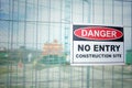 Danger No entry construction site Sign Royalty Free Stock Photo