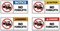 Danger No Forklifts Sign On White Background