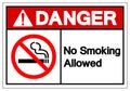 Danger No Smoking Allowed Symbol Sign ,Vector Illustration, Isolate On White Background Label. EPS10 Royalty Free Stock Photo