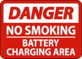 Danger No Smoking Battery Charging Area Sign On White Background Royalty Free Stock Photo