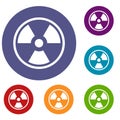 Danger nuclear icons set