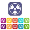 Danger nuclear icons set