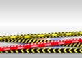 Danger police adhesive tape. Safety line. Forbidden stop construction strips. Security yellow cordon. Barrier caution Royalty Free Stock Photo