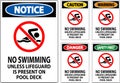 Danger Pool Sign No Swimming Unless Lifeguard Is Present On Pool Deck Royalty Free Stock Photo