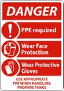 Danger PPE Required When Handling Propane Tanks Sign