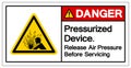 Danger Pressurized Device Release air Pressure Before Servicing Symbol Sign, Vector Illustration, Isolate On White Background