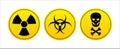Danger Radiation Warning yellow sign. Radiation sign, toxic sign and biohazard. Warning to danger. Vector illustration. Royalty Free Stock Photo