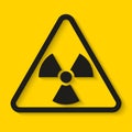 Danger radioactive sign on yellow background. Vector illustration Royalty Free Stock Photo