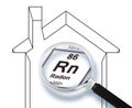 The danger of radon gas in our homes - concept image with periodic table of the elements and home silhouette seen through a