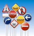Danger road board mix collection Royalty Free Stock Photo