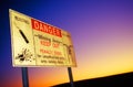 Danger roadsign in opal mine Royalty Free Stock Photo