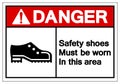 Danger Safety Shoess Must Be Worn In This Area Symbol Sign ,Vector Illustration, Isolate On White Background Label. EPS10 Royalty Free Stock Photo