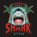 Danger shark poster vintage colorful