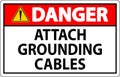 Danger Sign Attach Grounding Cables Royalty Free Stock Photo