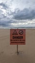 Danger sign on ballybunion beach on the Wild Atlantic Way