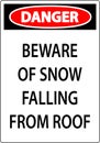 Danger Sign Beware Of Snow Falling From Roof