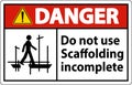 Danger Sign Do Not Use Scaffolding Incomplete On White Background