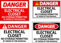 Danger Sign Electrical Closet - No Storage Permitted By Order Of Fire Marshal