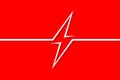 Danger sign electricity on a red background in the style of line art