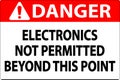 Danger Sign Electronics Not Permitted Beyond This Point Royalty Free Stock Photo
