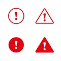 Danger sign flat design. Caution error icon. Set of filled and outline icons for web and prints