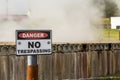 Danger sign for geothermic steam in Iceland