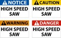 Danger Sign High Speed Saw On White Background Royalty Free Stock Photo