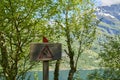 danger sign at hiking trail towards Seven Sisters waterfall Royalty Free Stock Photo