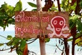 Danger sign. Malayalam language. South India