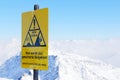 Danger sign in mouintains Royalty Free Stock Photo